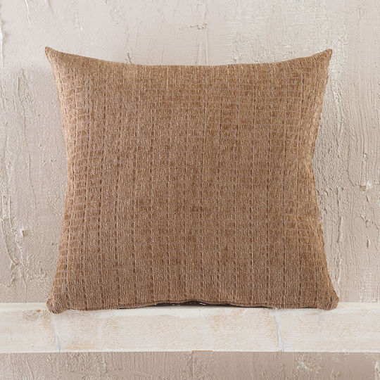 Rythmos Decorative Pillow Case Corvet made of 100% Cotton Brown 40x40cm