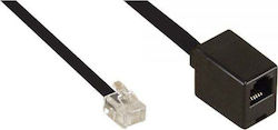Cablu Modular RJ12 6P6C Masculin-Feminin Negru 2m 18832