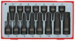 Teng Tools Nüsse Sechskant mit Vierkant-Antrieb 1/2", 3/8" Set 15Stück