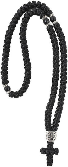 Silk Prayer Beads 100 Knots Black Beads Cross
