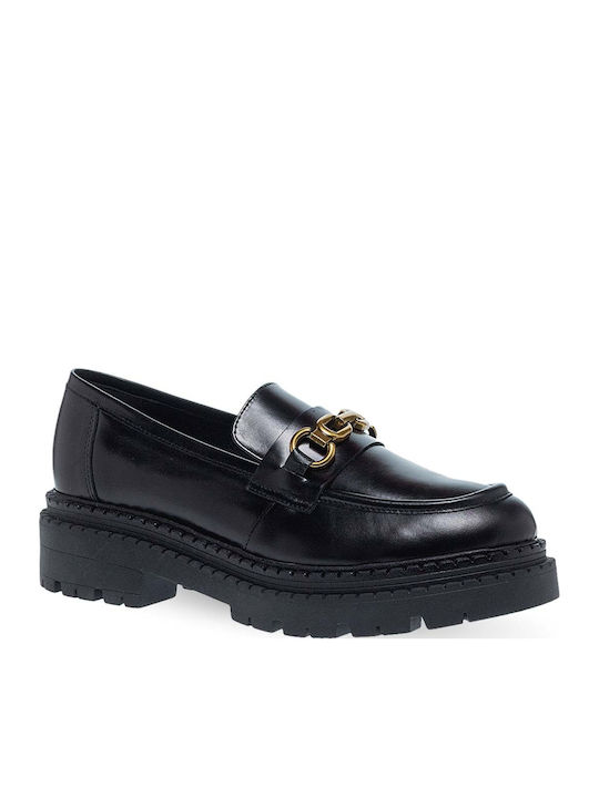 Leder Damen Mokassins in Schwarz Farbe