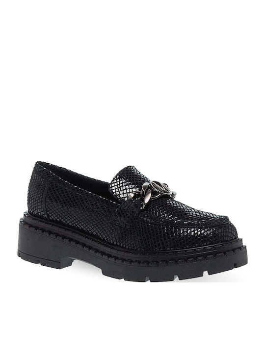Leder Damen Mokassins in Schwarz Farbe