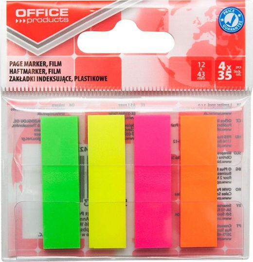 Книгоразделители Евретирио Office Products Pp 12x43mm 4x35 Листа Висящ Микс Неонови Цветове
