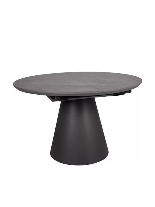 Detroit 920 Round Table Dining Room with Marble Surface Black, Marble Grey 75x75cm