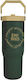 Pyramid International Handled Tumbler Thermos Stainless Steel 880ml Green with Straw and Handle