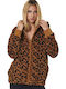 Women's Cardigan with Zipper Brown