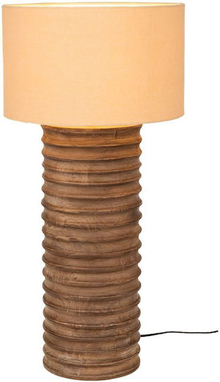 Iliadis Holz Tischlampe mit Beige Schirm
