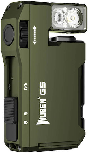 Wuben G5 Edc Led Hand Flashlight 400 Lumens 180° Head With Magnet Military Green