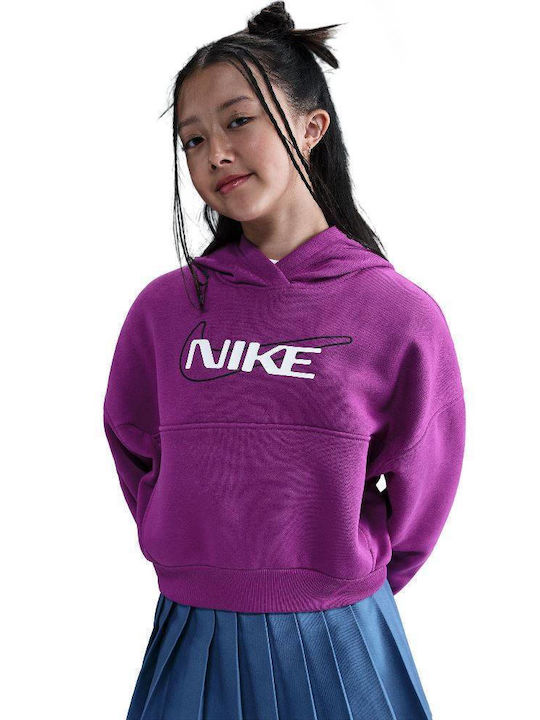 Kids Sweatshirt with Hood and Pockets Bold Berry / White