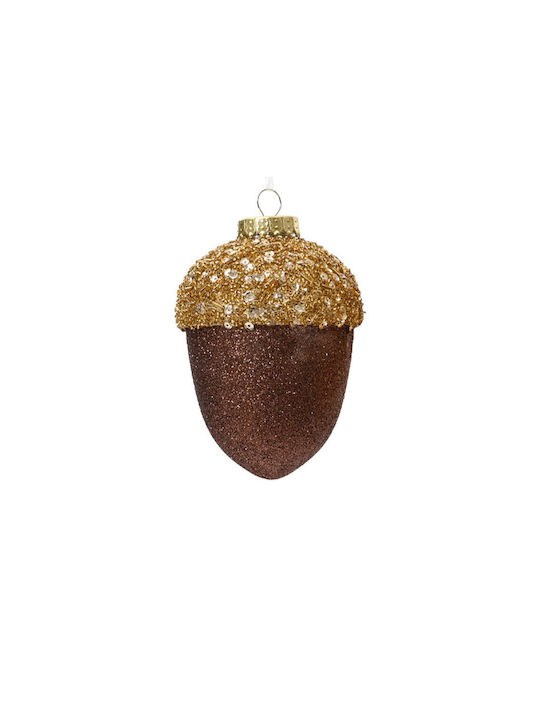 Hängender Eichel Braune Weihnachtsbaumschmuck 10x12.5cm mit Glitzer