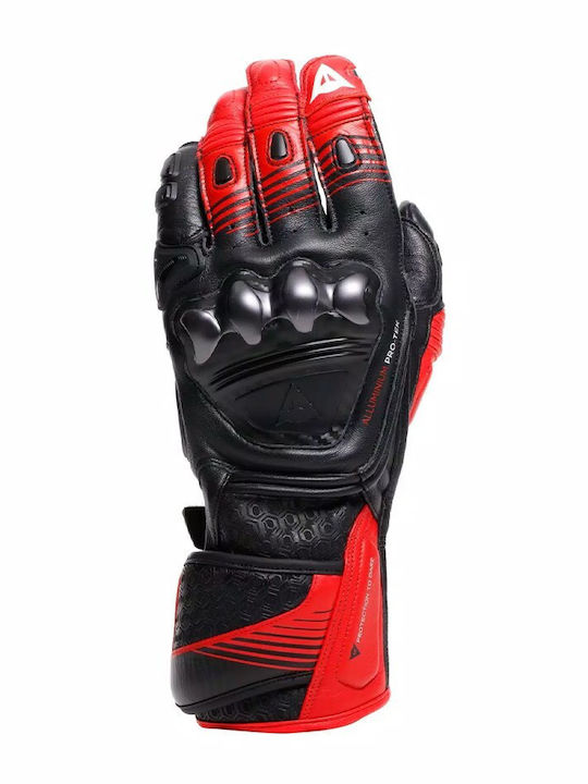 Dainese Fiero Χειμερινά Ανδρικά Γάντια Μηχανής Δερμάτινα Metal Black/Red-Lava/White