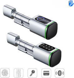 Smart Cylindrical Lock Core Smart Lock 5 Locking Modes Fingerprint Mobile App Mechanical Key Card Access Code Remote Control Perfect Airbnb Hotels Chrome