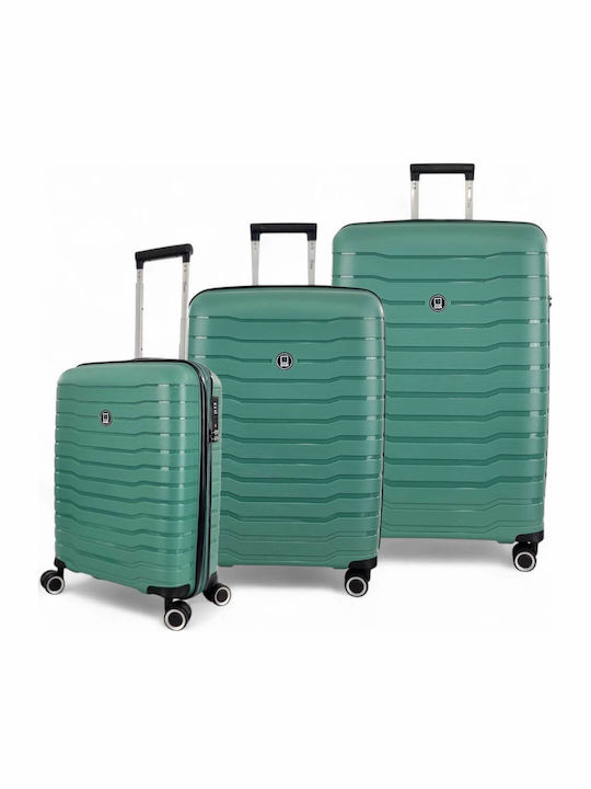 Rain Travel Suitcases Hard Mint with 4 Wheels Set of 3 Pieces