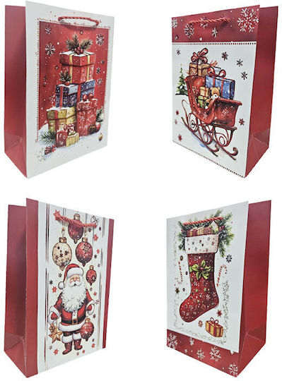 Designs Paper Christmas Bag for Gift Multicolored 24x18cm. 12pcs