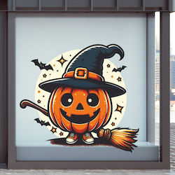 Halloween Schaufenster Dekoratives Der Herr Kürbis Mit Besen 130x120cm