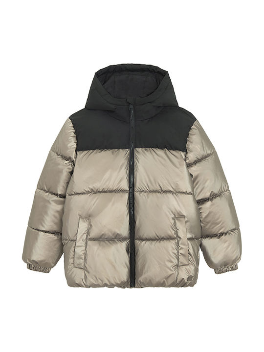 Kids' Quilted Jacket with Hood Gold/Silver