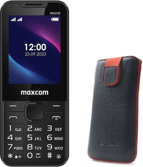 MaxCom MM248 & Θήκη Protect Ancus Μαύρη με Κόκκινη Ραφή Dual SIM Κινητό με Κουμπιά Μαύρο