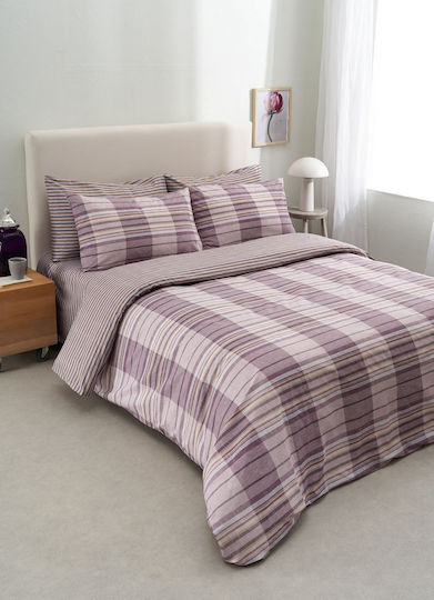 Vesta Home Bristol 2 Module Cearceafuri De Pat King Size Cu Hugger Din Cauciuc 240x270+35cm Violet 4 Bucăți