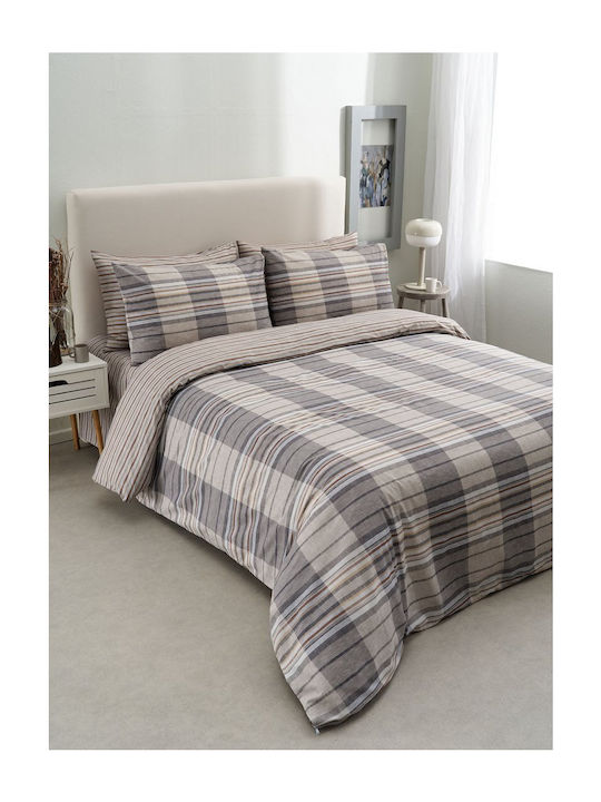 Vesta Home Bristol-1 Σετ Σεντόνια Υπέρδιπλα με Λάστιχο 160x200+35εκ. Γκρι (4τμχ)