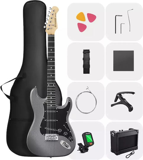 Donner Set Electric Guitar Stratocaster Black with Case