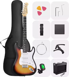 Donner EC6959 Комплект Електрическа Китара Stratocaster с Калъф Черен