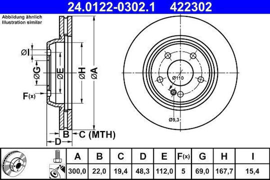 Ate Brake Disc 24.0122-0302.1
