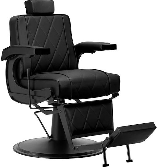 Barber Equipment Καρέκλα Κουρείου Μαύρη με Ρυθμιζόμενο Ύψος και Υδραυλική Ανύψωση