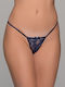Women's String with Lace Blue
