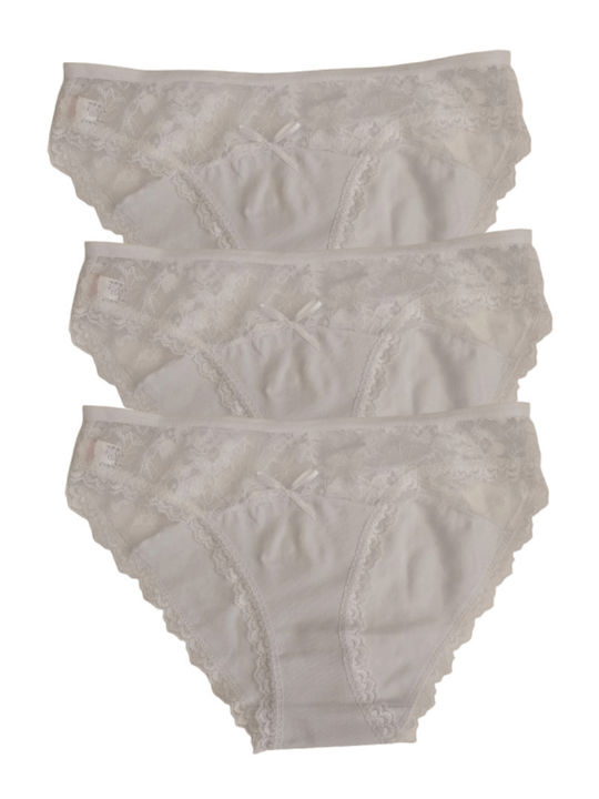 Βαμβακερά Women's Slip 3Pack with Lace White