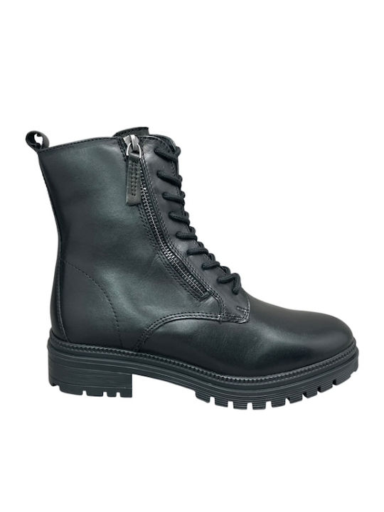 Leder Stiefeletten Damen Schwarz