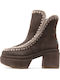 Suede Women's Ankle Boots with Medium Heel Brown