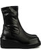Leder Stiefeletten Damen Schwarz
