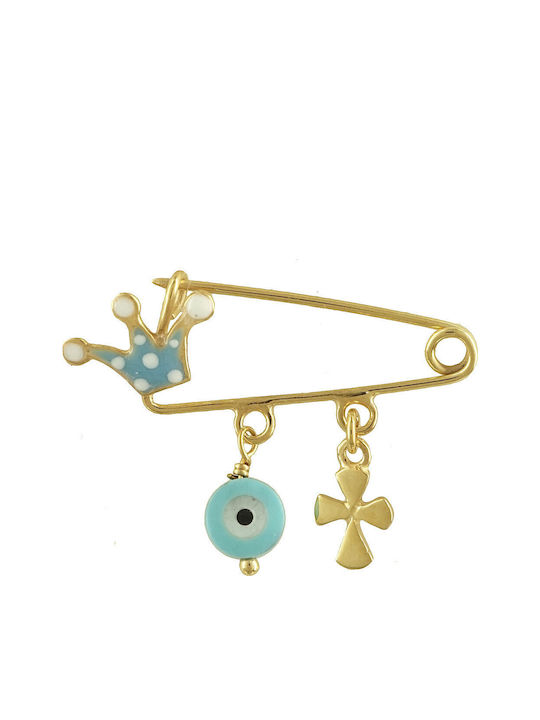 Kiriakos Gofas Child Safety Pin Newborn made of Gold Plated Silver