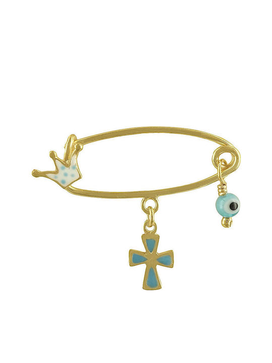 Kiriakos Gofas Child Safety Pin Newborn made of Gold Plated Silver