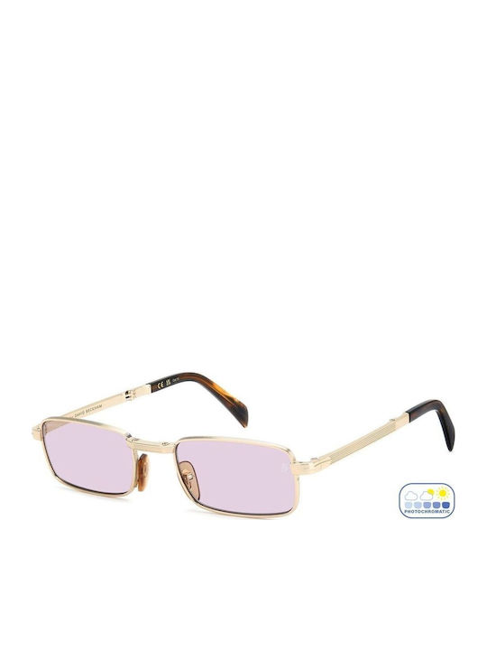 David Beckham Men's Sunglasses with Gold Metal Frame and Pink Lens