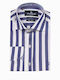 Camicia Interfit Μακρυμάνικο Βαμβακερό Πουκάμισο σε Στενή Γραμμή Ριγέ Μπλε
