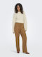 Women's High-waisted Fabric Trousers Tabac Brownc Brown