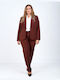 Women's Fabric Trousers Burgundy