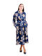Rochie-Cămașă Midi Albastră