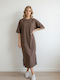 Midi Damenkleid mit Tränen Beiges