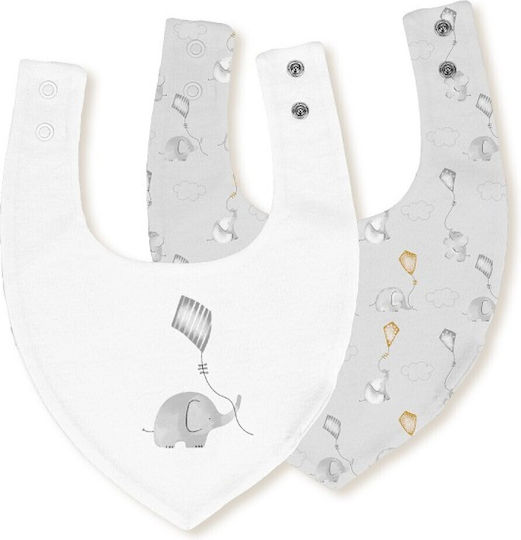 Interbaby Bandană Material Textil Cu Buton Gri 2 Bucăți