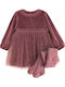 Children's Dress Long Sleeve Set with Tights Brown