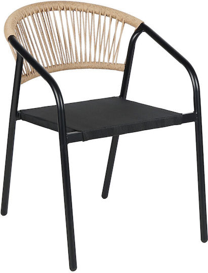Black/Beige Outdoor Chair 36x36x75cm