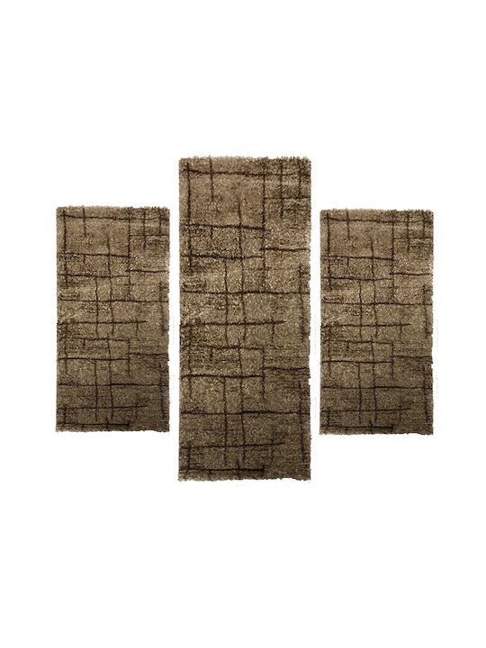 Jasmine Js Shaggy Bedroom Rugs Set Camel Brown JS-842-camel-brown-Set 3pcs