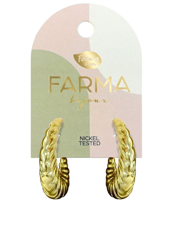Farma Bijoux Σκουλαρίκια Κρίκοι Επιχρυσωμένα με Πέτρες