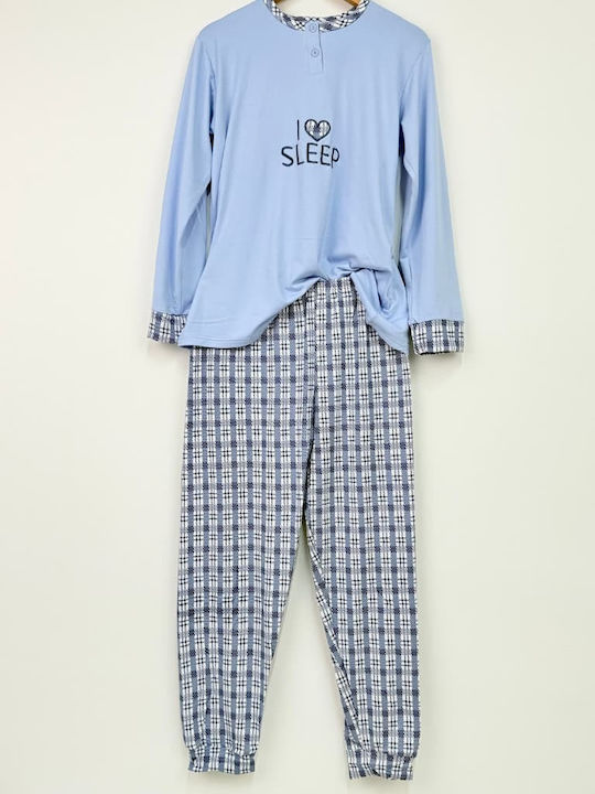 Lovelx Homewear Women's Cotton Pajama Set Light Blue
