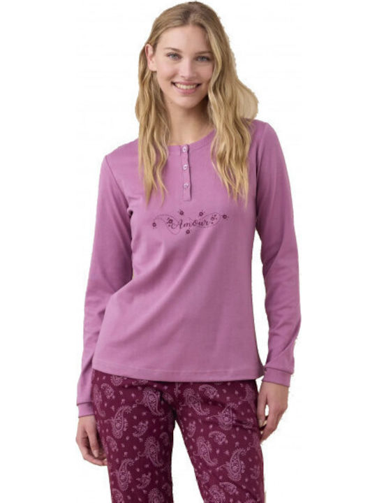 Noidinotte Damen Pyjama-Set Purple