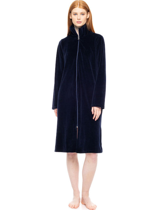 Pink Label Зимна Дамска Памучна Халат Yacht Blue