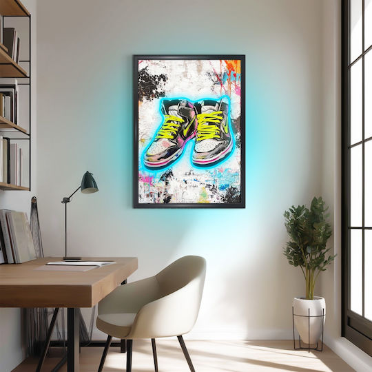 Gemälde Sneakers Pop Art Neon LED-Beleuchtung 50x70 cm Gemälde Sneakers Pop Art Neon LED-Beleuchtung 50x70 cm