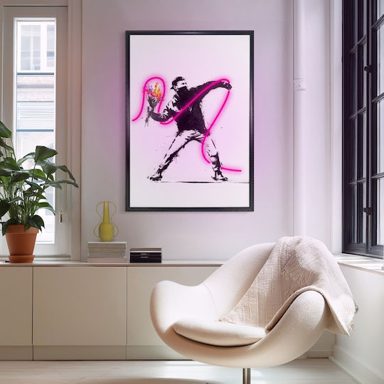 Πίνακας "graffiti Thrower" Neon Led Φωτισμό 70x100 Εκ